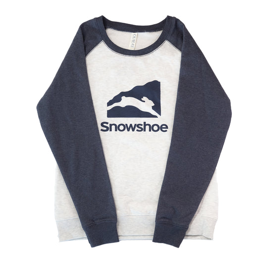 Snowshoe branded women's light grey crew sweatshirt