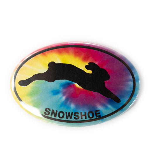Snowshoe branded tye-dye magnet